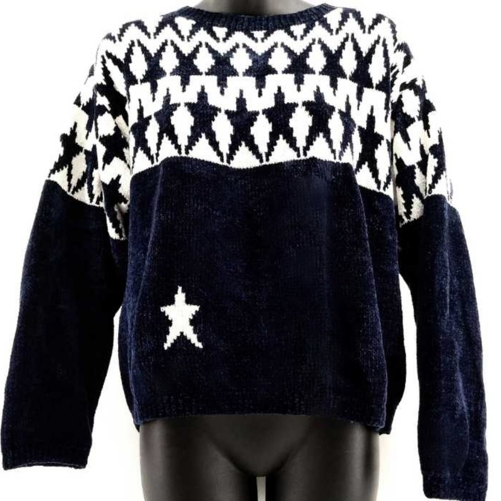 C.JAE KNITS Hand Loomed Chenille Star Sweater